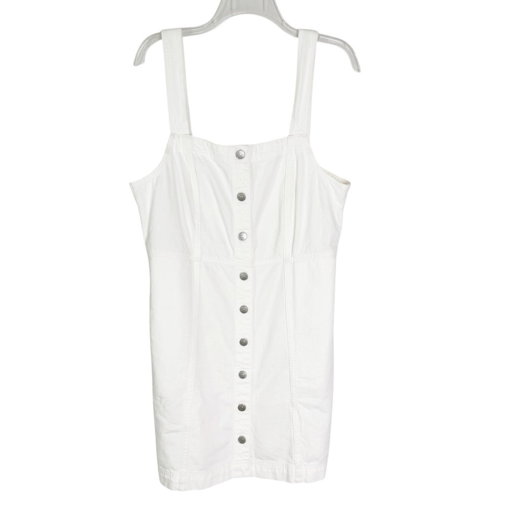 NWT Madewell Denim Square Neck Sleeveless Mini Dress in Tile White Size 14 - Picture 6 of 13